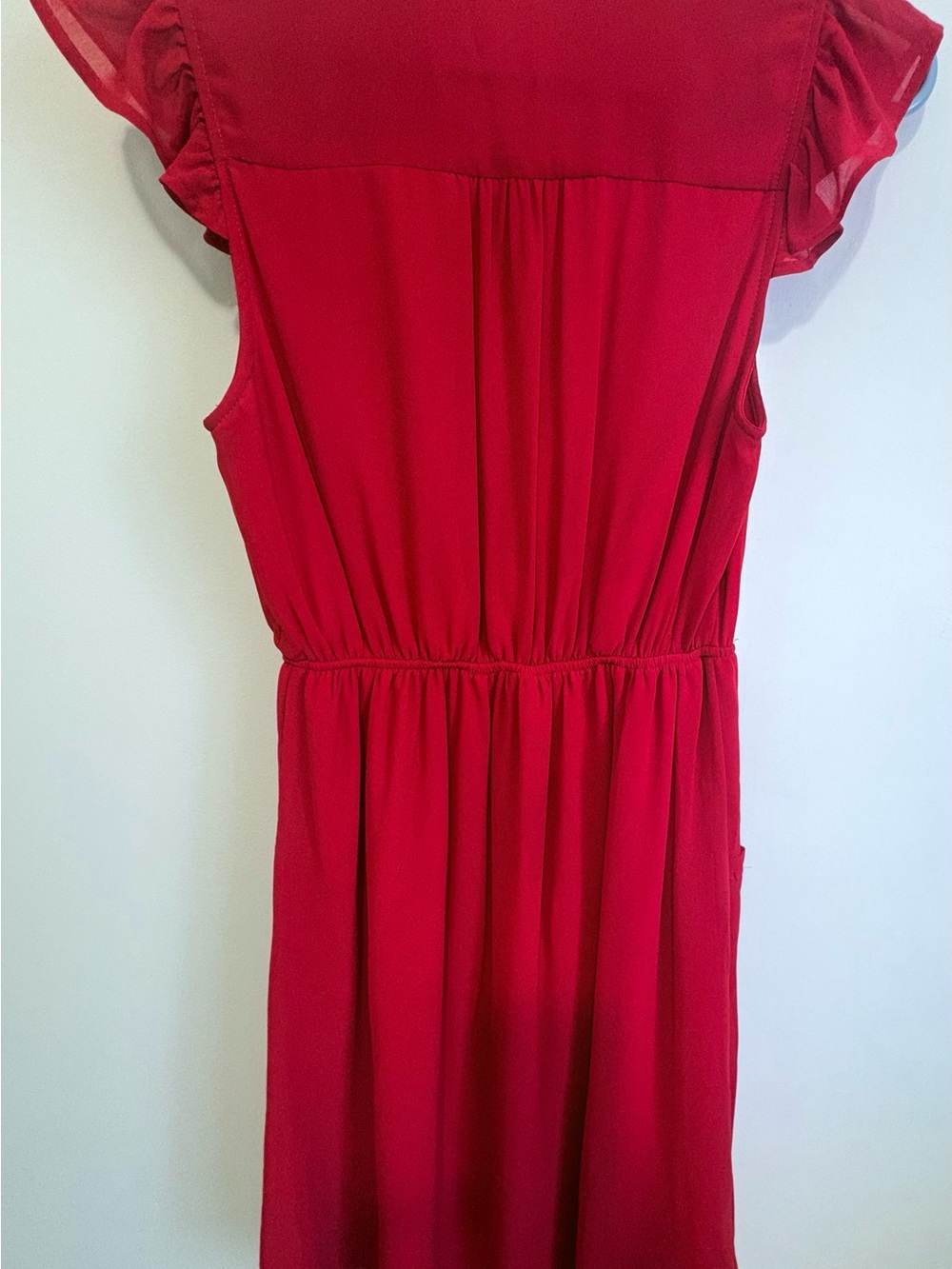 Monteau Red Ruffle-Neck Blouse - Picture 2 of 5